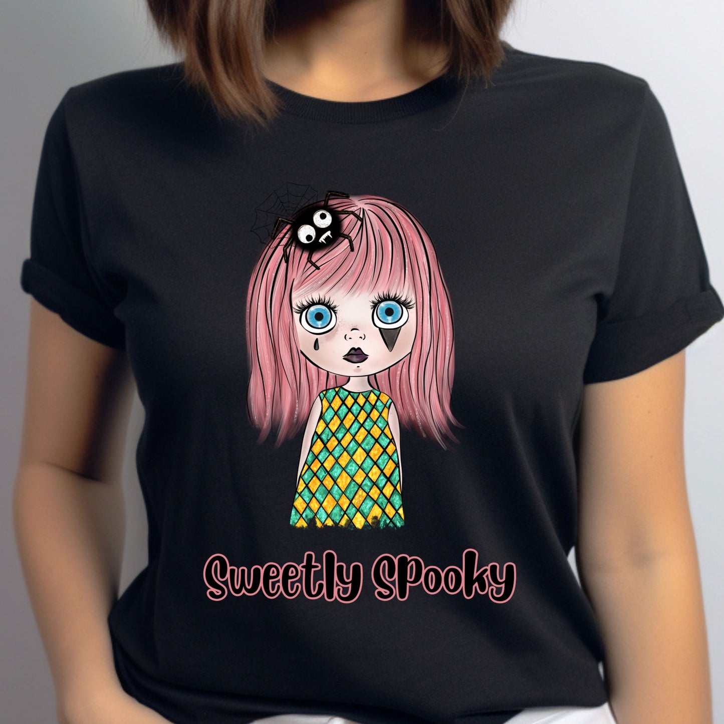 Sweetly Spooky Doll T-shirt Creepy Face Doll Tee Halloween Spooky TShirt Scarey Doll Tshirt Creepy Girl Tee Gift for Her Halloween Gift