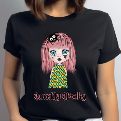 Sweetly Spooky Doll T-shirt Creepy Face Doll Tee Halloween Spooky TShirt Scarey Doll Tshirt Creepy Girl Tee Gift for Her Halloween Gift