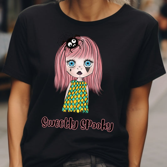Sweetly Spooky Doll T-shirt Creepy Face Doll Tee Halloween Spooky TShirt Scarey Doll Tshirt Creepy Girl Tee Gift for Her Halloween Gift