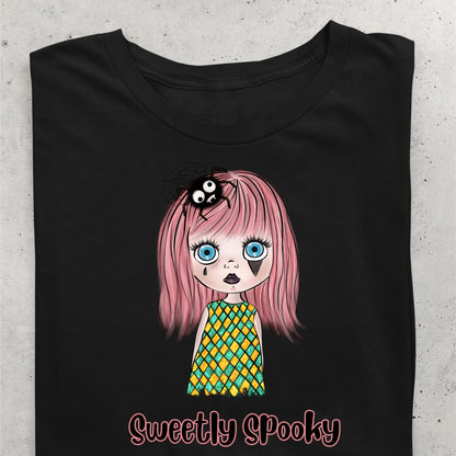 Sweetly Spooky Doll T-shirt Creepy Face Doll Tee Halloween Spooky TShirt Scarey Doll Tshirt Creepy Girl Tee Gift for Her Halloween Gift