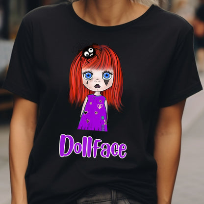 Creepy Doll Face Tee Halloween Spooky TShirt Scarey Doll Eerie Watching Tshirt Creepy Girl Tee Gift for Her Halloween Gift or Costume