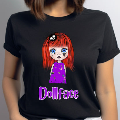 Creepy Doll Face Tee Halloween Spooky TShirt Scarey Doll Eerie Watching Tshirt Creepy Girl Tee Gift for Her Halloween Gift or Costume