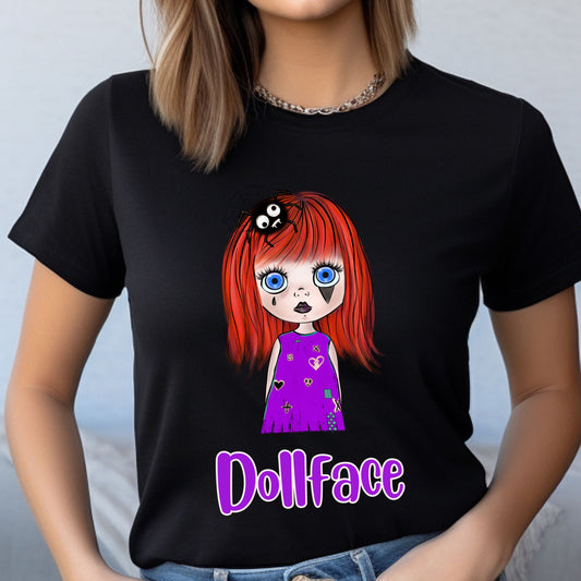 Creepy Doll Face Tee Halloween Spooky TShirt Scarey Doll Eerie Watching Tshirt Creepy Girl Tee Gift for Her Halloween Gift or Costume