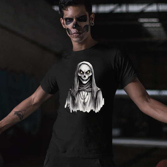 Creepy Skeleton Grim Reaper T-Shirt Spooky Halloween Skull Shirt Horror Gothic Hooded Reaper Tee Scary Skeleton Gift for her Gift for Him