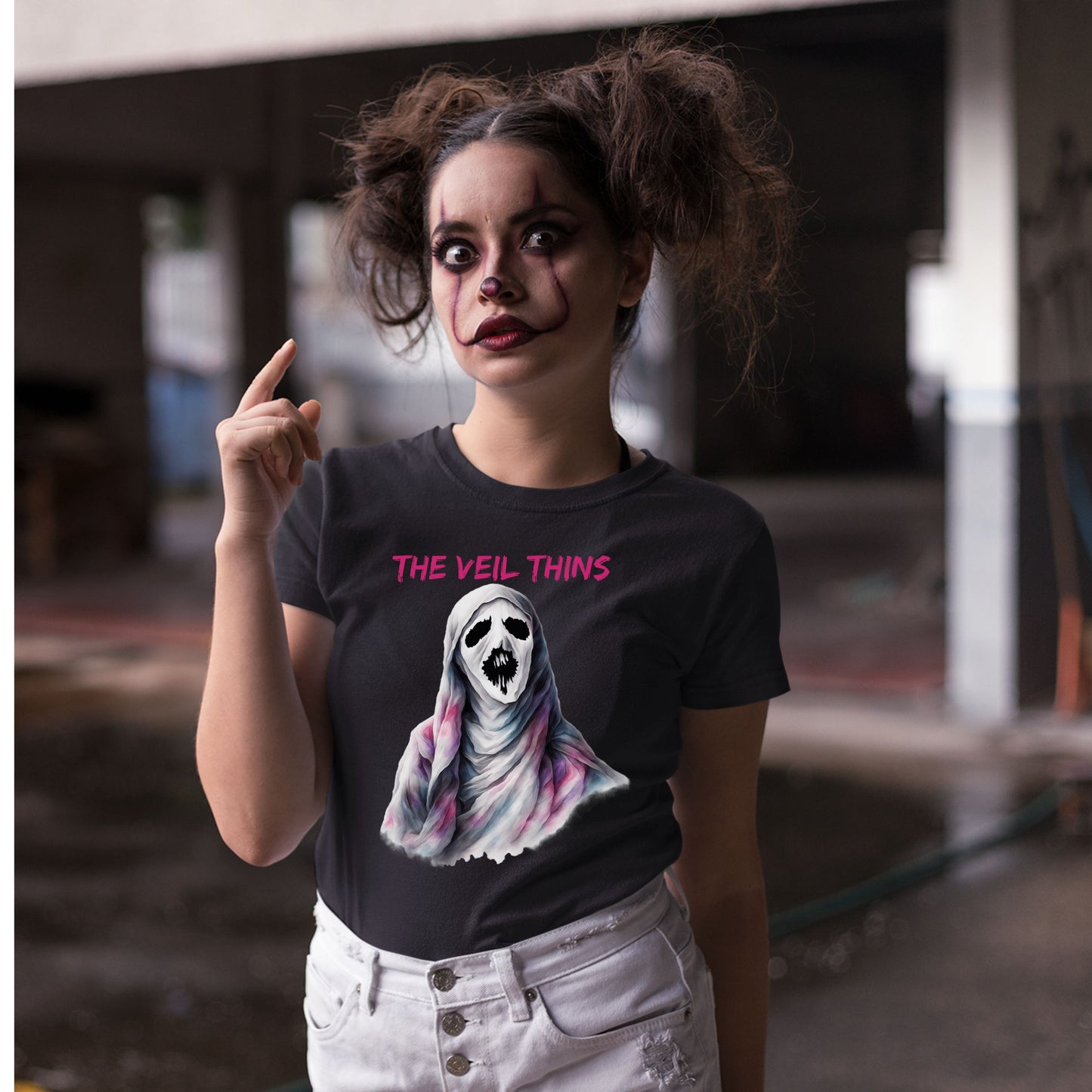 Halloween Ghost Tee The Veil Thins Ghost T-Shirt Pastel Shroud Horror Tee Spiritual Gothic Halloween Shirt Witchy Aesthetic Skeleton Design