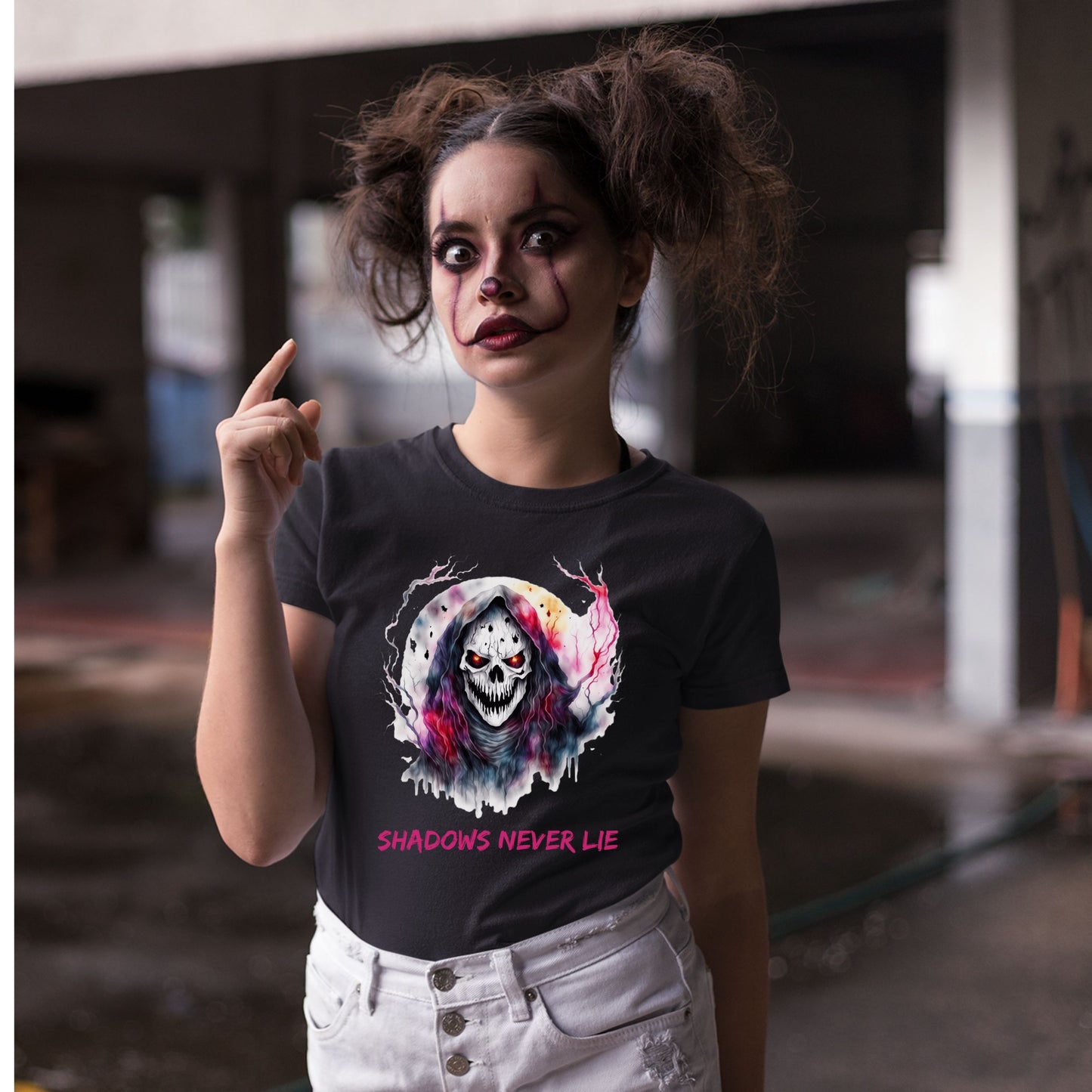 Halloween Skull Tee Shadows Never Lie T-Shirt Grim Reaper Skull Shirt Dark Art Halloween Tee Horror Skeleton Graphic Gothic Spiritual Top