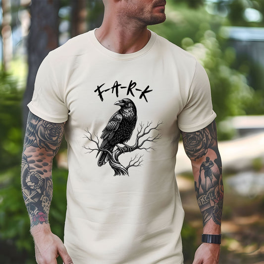 FARK Raven T-Shirt Funny Gothic Bird Shirt Dark Humour Aussie Slang Tee Grunge Crow on Branch Sarcastic Black Bird Gift for her Gift for Him