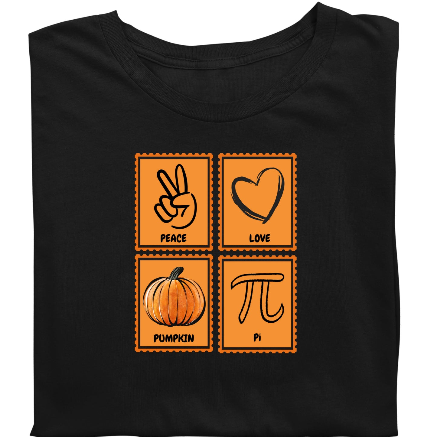 Peace Love Pumpkin Pi Shirt Funny Fall Teacher Shirt Pumpkin Pi Math Pun T-Shirt Autumn Halloween Gift for Women Men