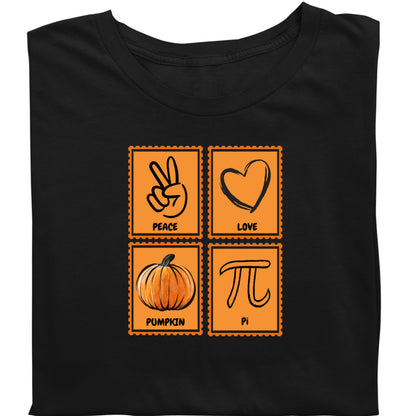 Peace Love Pumpkin Pi Shirt Funny Fall Teacher Shirt Pumpkin Pi Math Pun T-Shirt Autumn Halloween Gift for Women Men