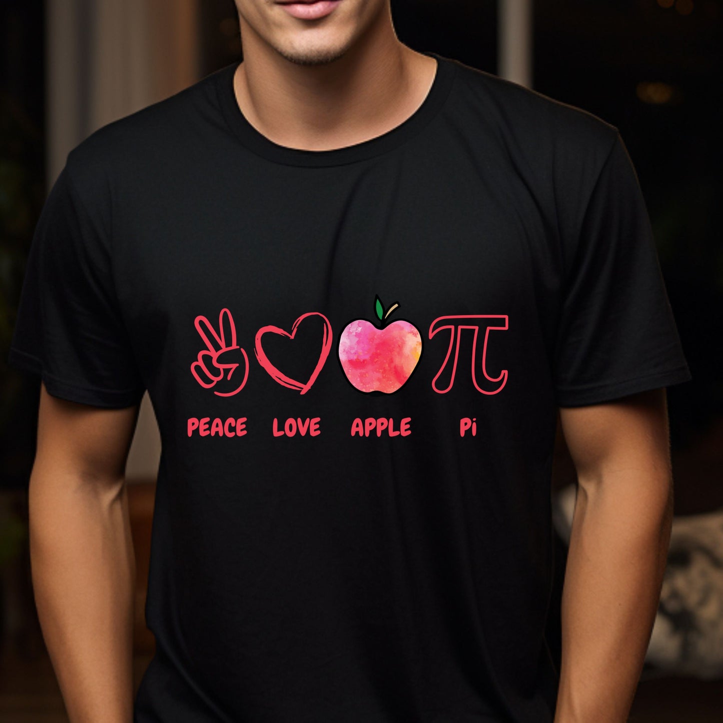 Peace Love Apple Pi Shirt Funny Math Teacher Gift Apple Pie Pun T-Shirt Pi Day Shirt Nerdy Graphic Tee Back to School Humor gift for her