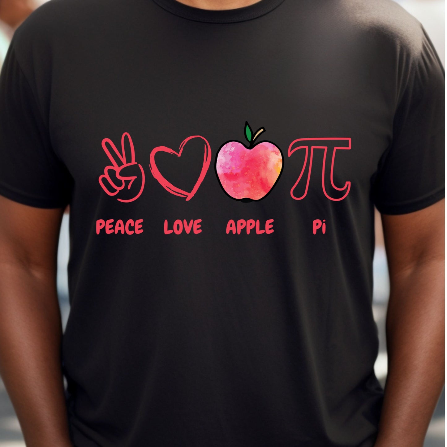 Peace Love Apple Pi Shirt Funny Math Teacher Gift Apple Pie Pun T-Shirt Pi Day Shirt Nerdy Graphic Tee Back to School Humor gift for her