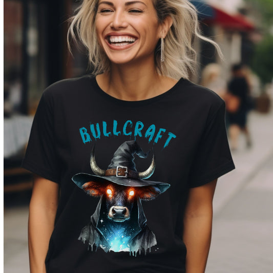 Halloween Cow Tee Bovine Sorcerer Udderly Magical Witchy Cow Tee Funny Halloween and Fantasy Animal Shirt Mystical Farm Gift for him