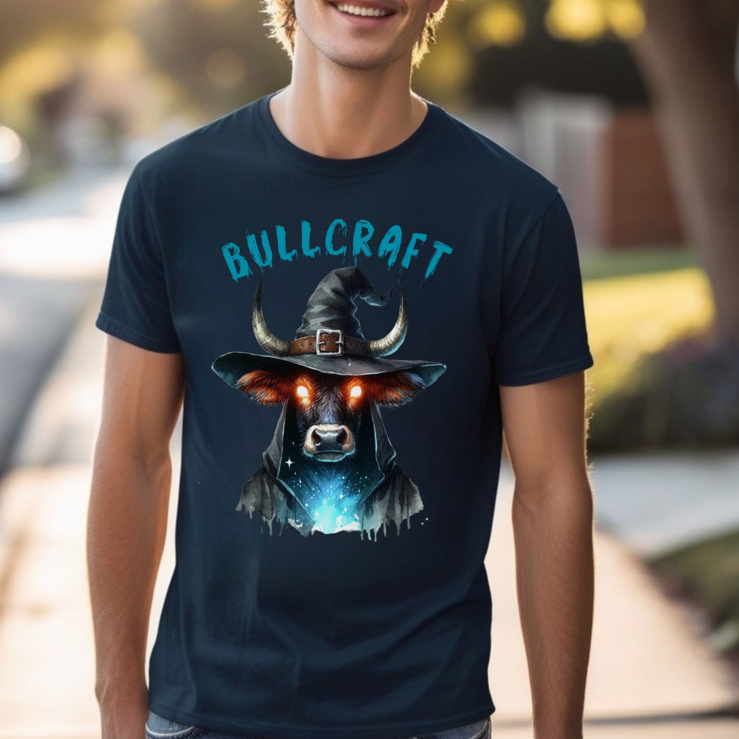 Halloween Cow Tee Bovine Sorcerer Udderly Magical Witchy Cow Tee Funny Halloween and Fantasy Animal Shirt Mystical Farm Gift for him