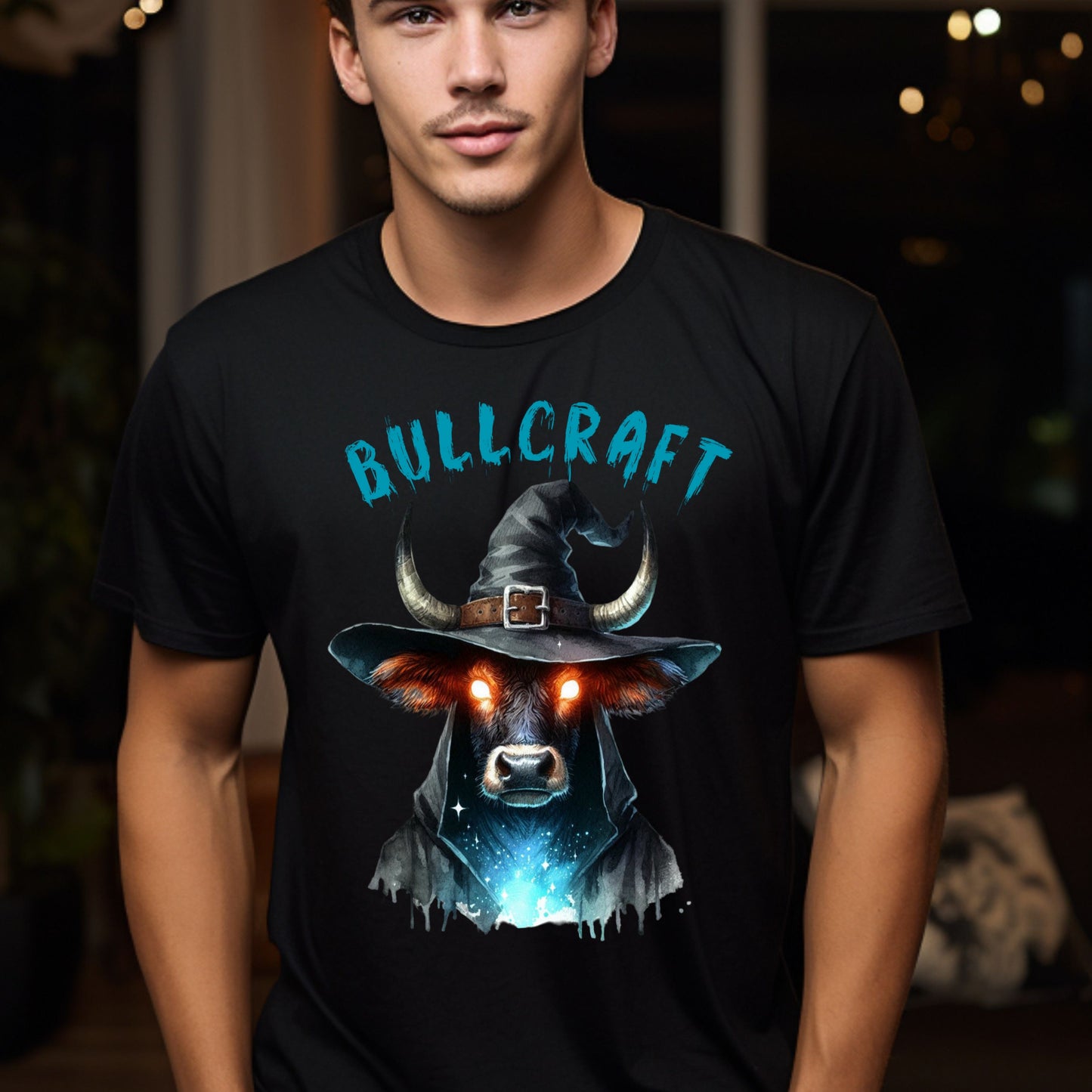 Halloween Cow Tee Bovine Sorcerer Udderly Magical Witchy Cow Tee Funny Halloween and Fantasy Animal Shirt Mystical Farm Gift for him