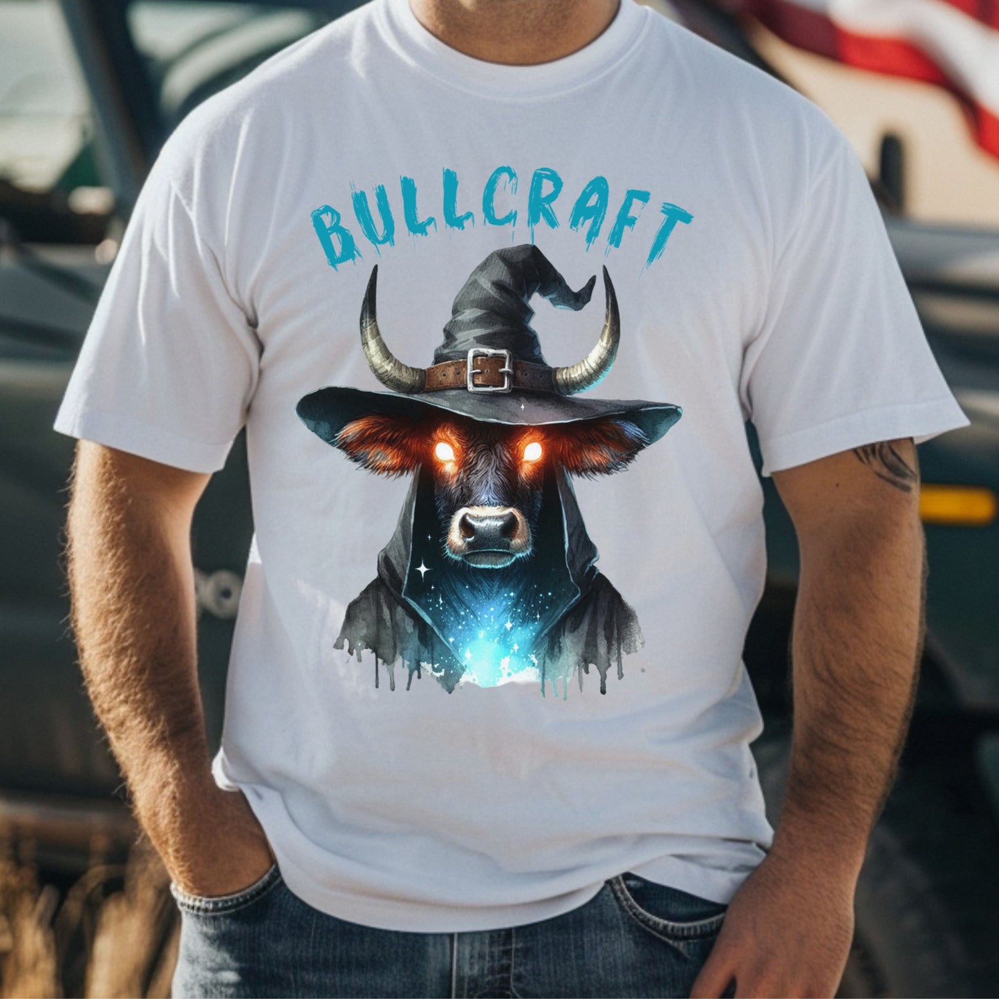Halloween Cow Tee Bovine Sorcerer Udderly Magical Witchy Cow Tee Funny Halloween and Fantasy Animal Shirt Mystical Farm Gift for him