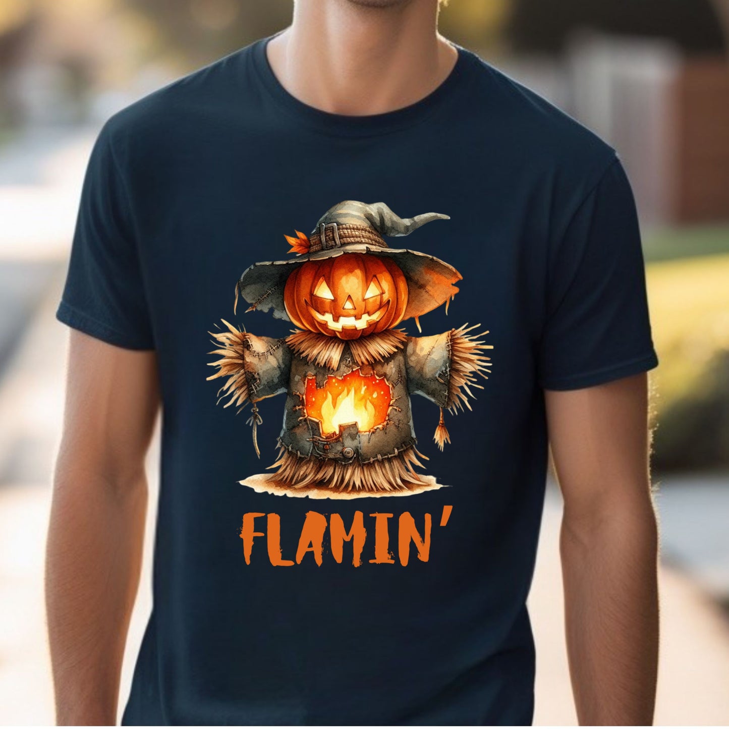 Halloween Scarecrow Tee Flamin' Scarecrow T-Shirt Fall Fashion Halloween Costume Spooky Vibe scarecrow Tee Gift for her Gift for him