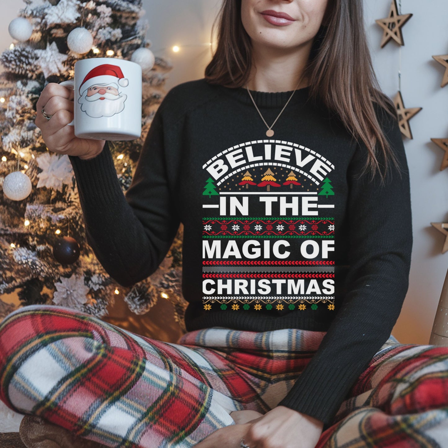 Believe in the Magic of Christmas Sweatshirt, Holiday Believe Jumper, Festive Crewneck, Winter Season Pullover, Xmas Gift Top