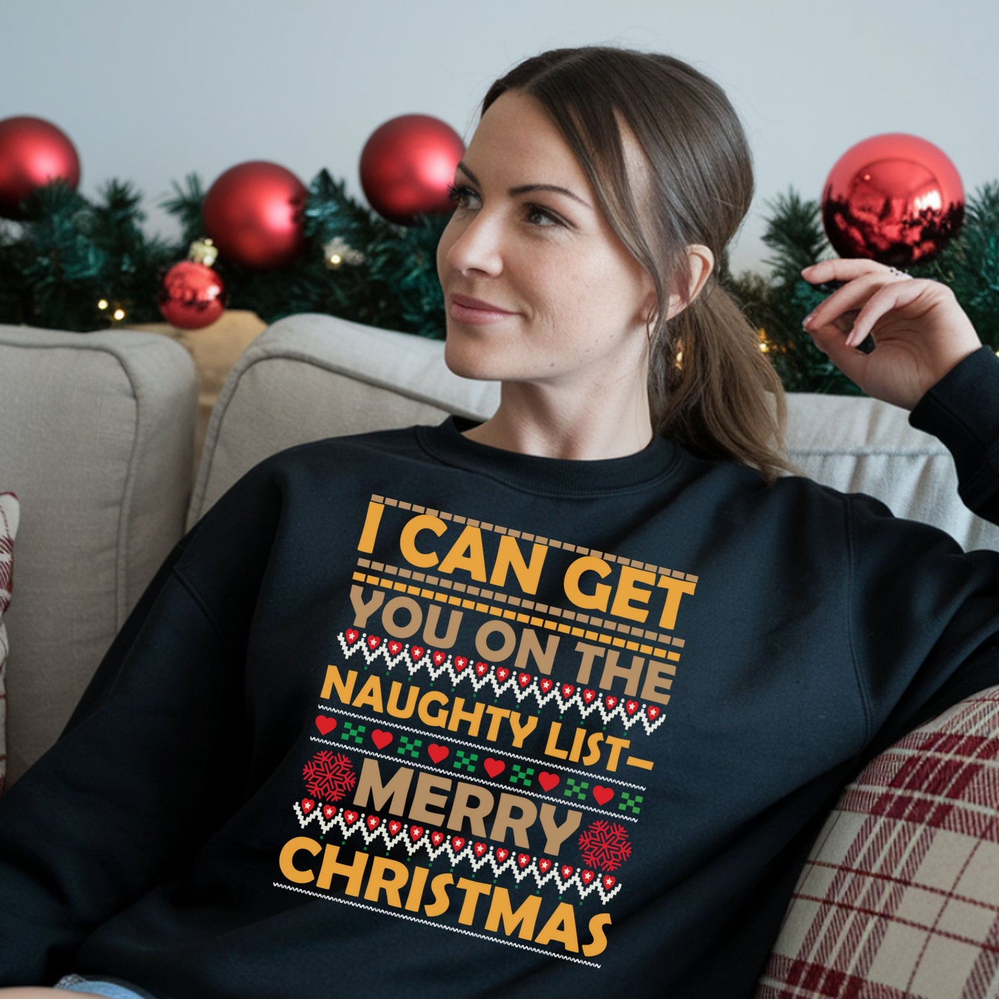 Christmas Naughty List Sweatshirt, Fun Christmas Apparel, Winter Celebration Wear, Festive Fun Sweatshirt, Holiday Season Gift