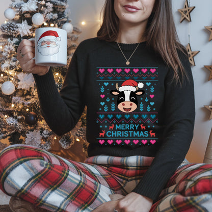 Ugly Christmas Sweater Cow Print Sweatshirt Merry Christmas Holiday Jumper Festive Winter Clothing funny Xmas gift