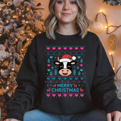 Ugly Christmas Sweater Cow Print Sweatshirt Merry Christmas Holiday Jumper Festive Winter Clothing funny Xmas gift