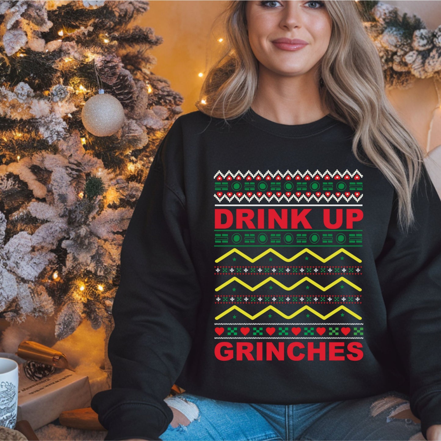 Ugly Sweater Festive Sweatshirt, Christmas Gift, Grinches Attire, Cozy Holiday Jumper, Funny Xmas Top