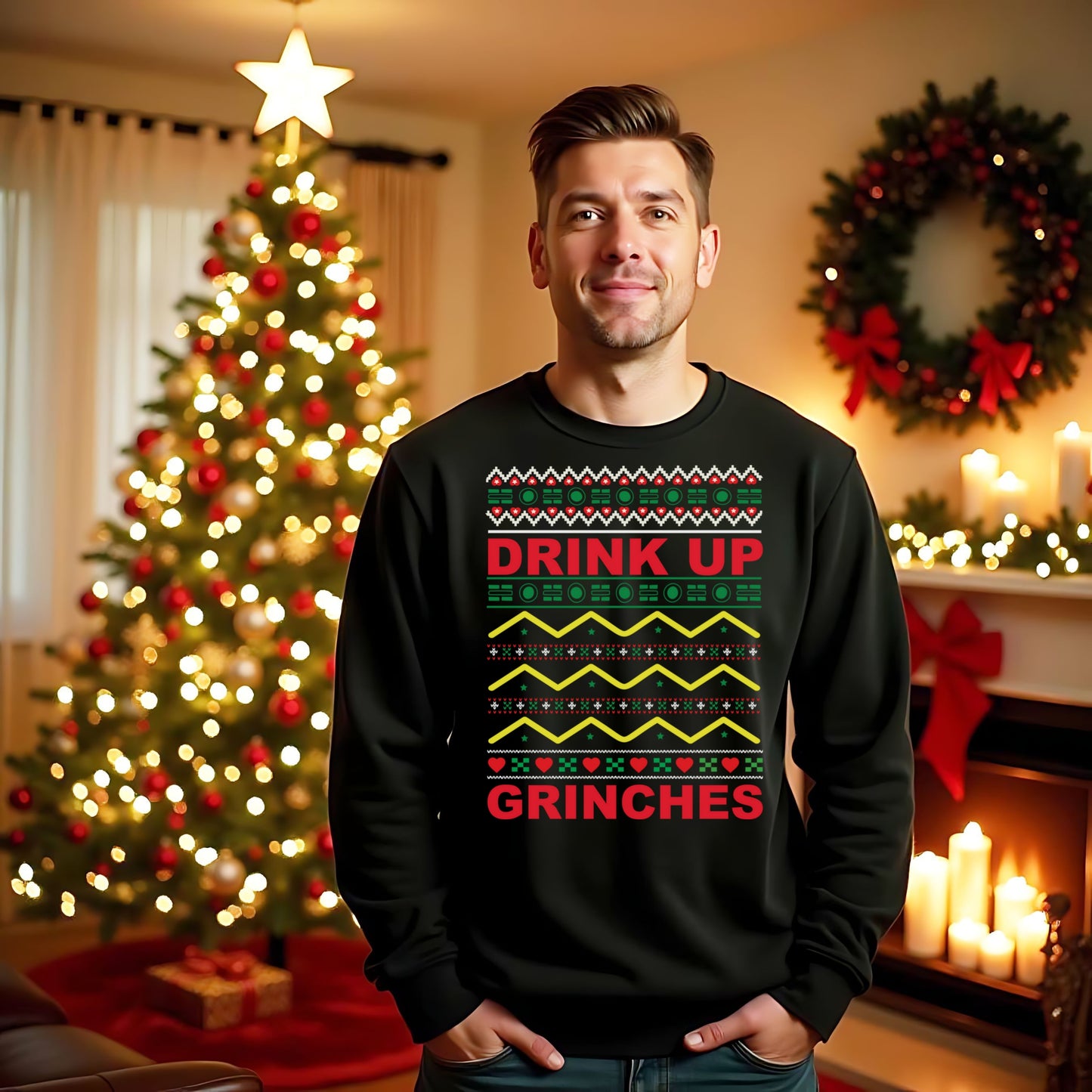 Ugly Sweater Festive Sweatshirt, Christmas Gift, Grinches Attire, Cozy Holiday Jumper, Funny Xmas Top