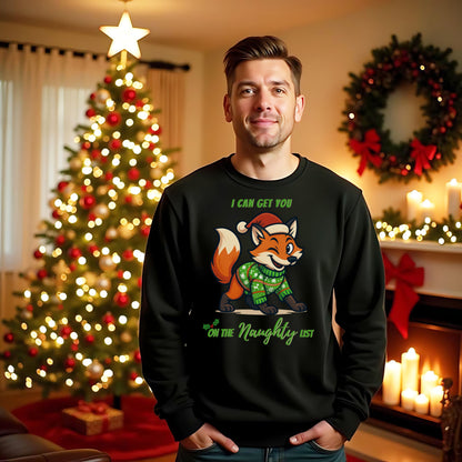 Naughty List Christmas SweatShirt, Funny Fox Christmas Sweat, Cute Holiday Graphic Top, Festive Xmas Party Outfit Gift for her Gift for him