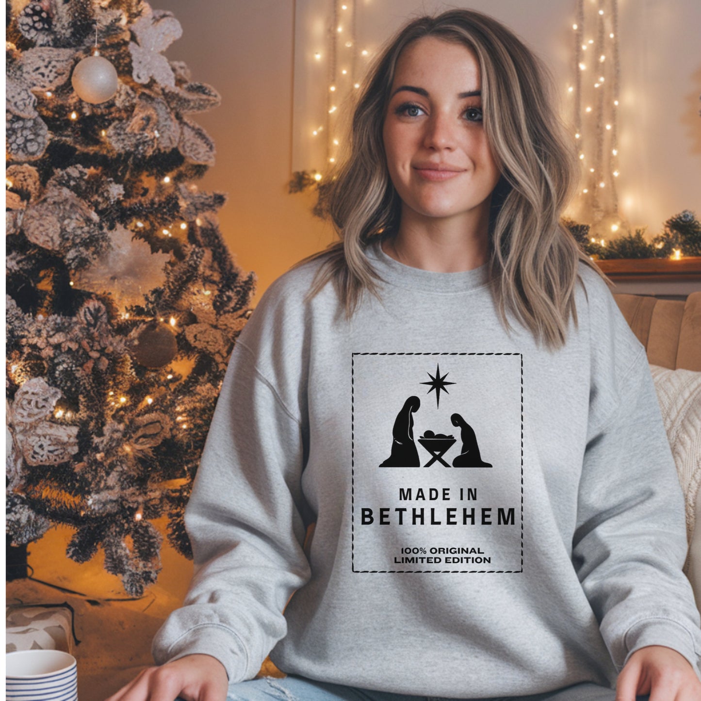 Made in Bethlehem Nativity Sweatshirt: Christian Christmas Sweater, Religious Holiday Gift, Limited Edition Faith Apparel