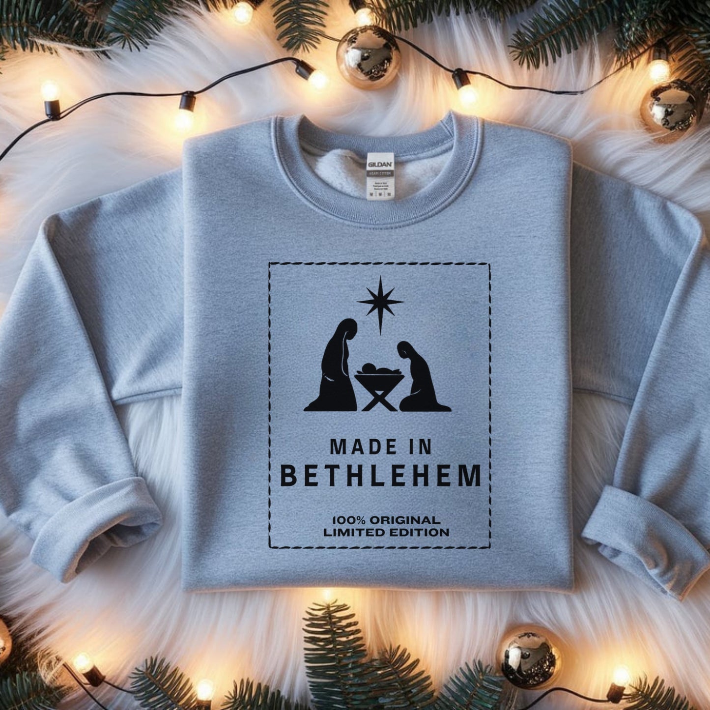 Made in Bethlehem Nativity Sweatshirt: Christian Christmas Sweater, Religious Holiday Gift, Limited Edition Faith Apparel