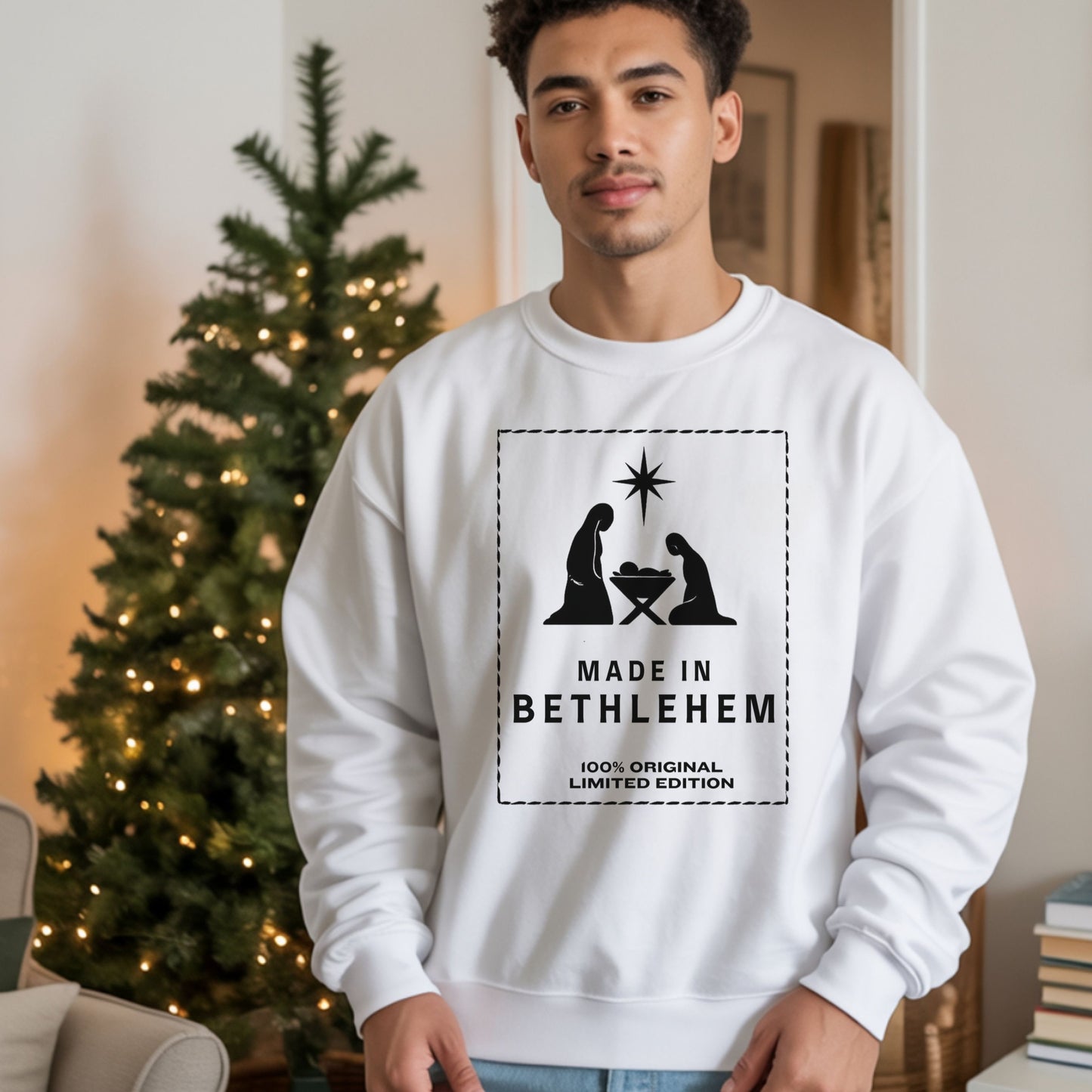Made in Bethlehem Nativity Sweatshirt: Christian Christmas Sweater, Religious Holiday Gift, Limited Edition Faith Apparel
