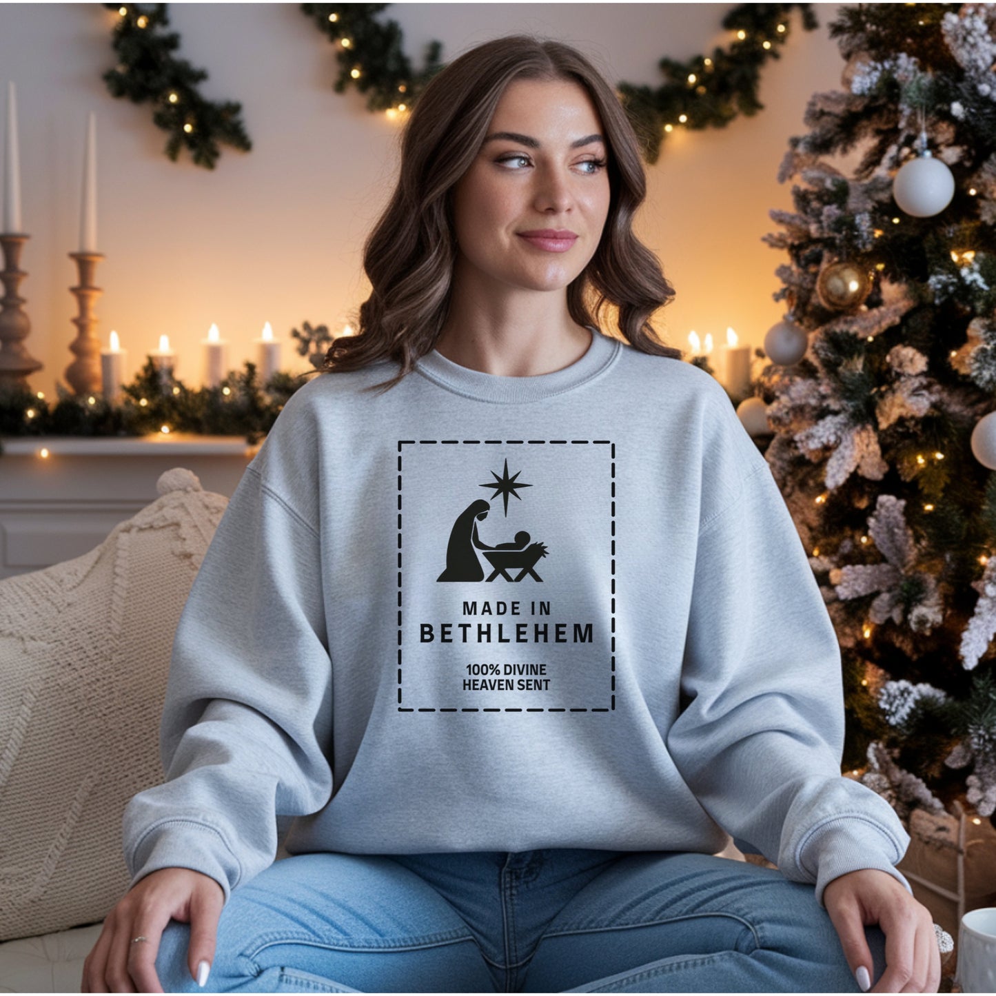 Made in Bethlehem Nativity Label: Christian Christmas Shirt, Faith Apparel