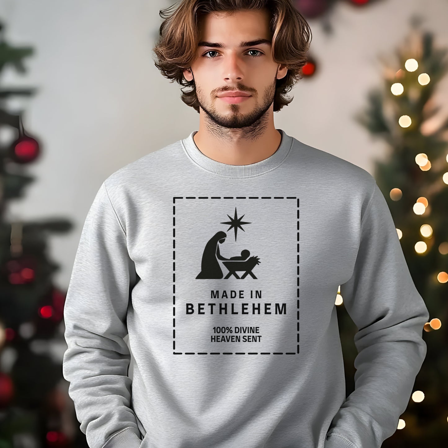 Made in Bethlehem Nativity Label: Christian Christmas Shirt, Faith Apparel