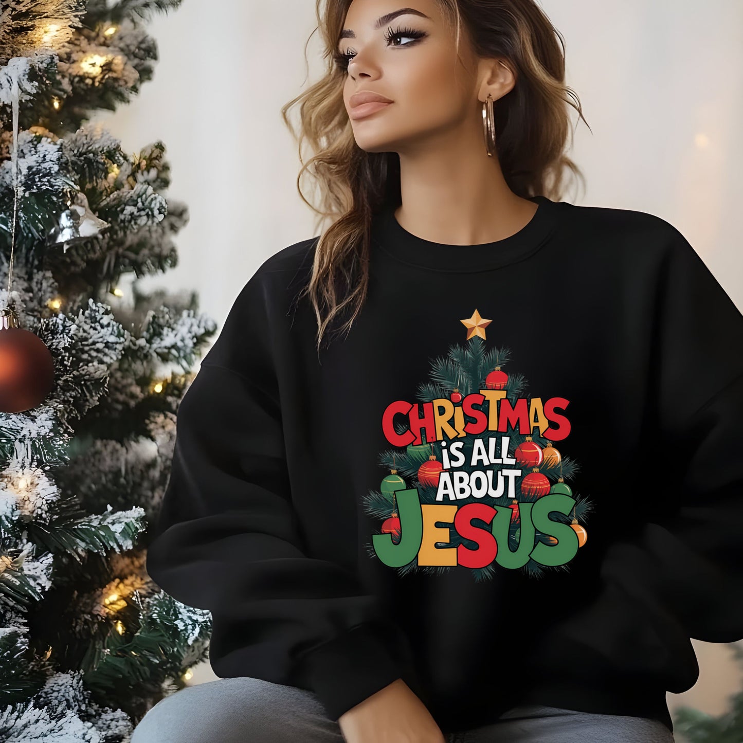 Christmas Is All About Jesus Sweatshirt: Christian Christmas Sweatshirt, Religious Holiday Shirt, Faith-Based Christmas Top