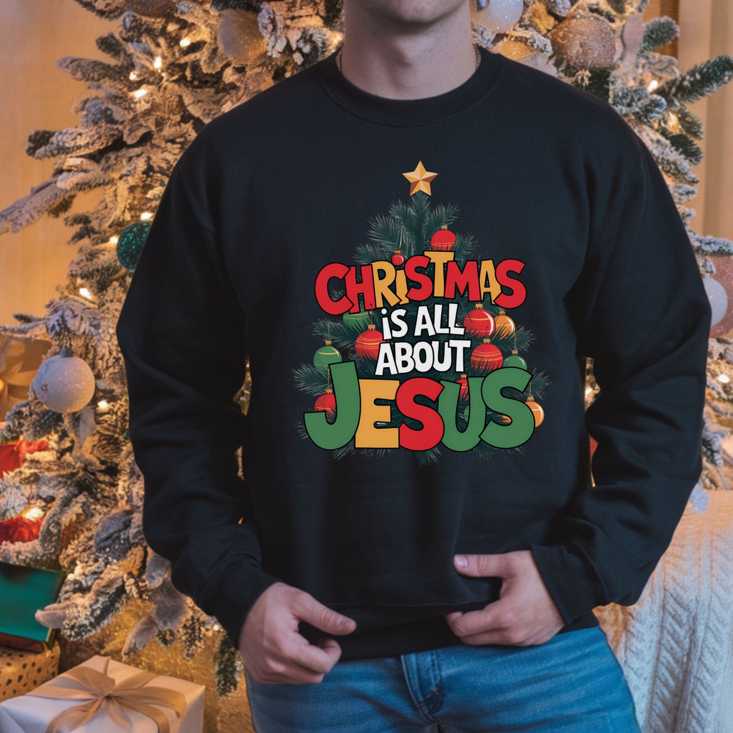 Christmas Is All About Jesus Sweatshirt: Christian Christmas Sweatshirt, Religious Holiday Shirt, Faith-Based Christmas Top