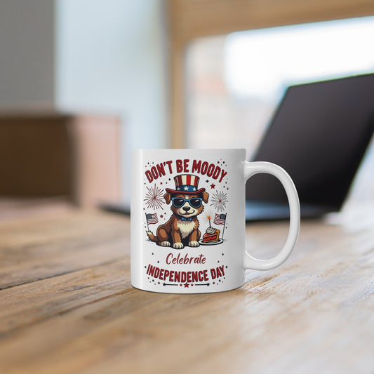 Patriotic Dog Mug, Independence Day Coffee Cup, 4th of July Gift, Animal Lover Drinkware, Celebrate with Style
