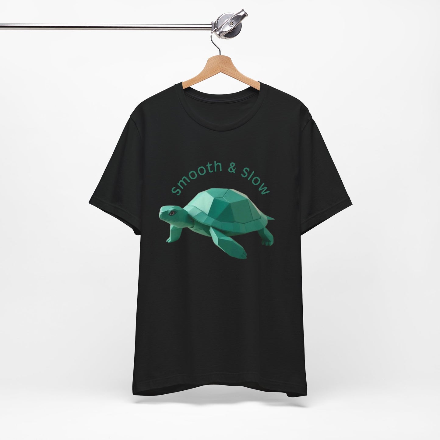 Green Turtle Geometric Unisex Tee, Smooth & Slow Animal Tee, Nature Lover Shirt, Graphic Tee, Turtle Lover Gift