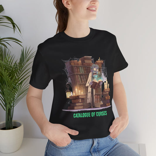 Halloween Librarian Scientist T-Shirt Cursed Book Catalog Tshirt Spooky Library Costume for Readers Teachers Bookworms