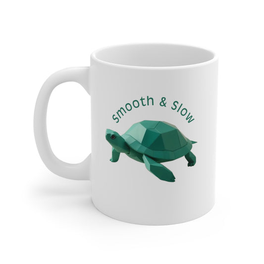 Smooth & Slow Turtle Mug | Cute Animal Coffee Cup | Perfect Gift for Nature Lovers | Green Turtle Lover's Mug | Birthday & Holiday Gift
