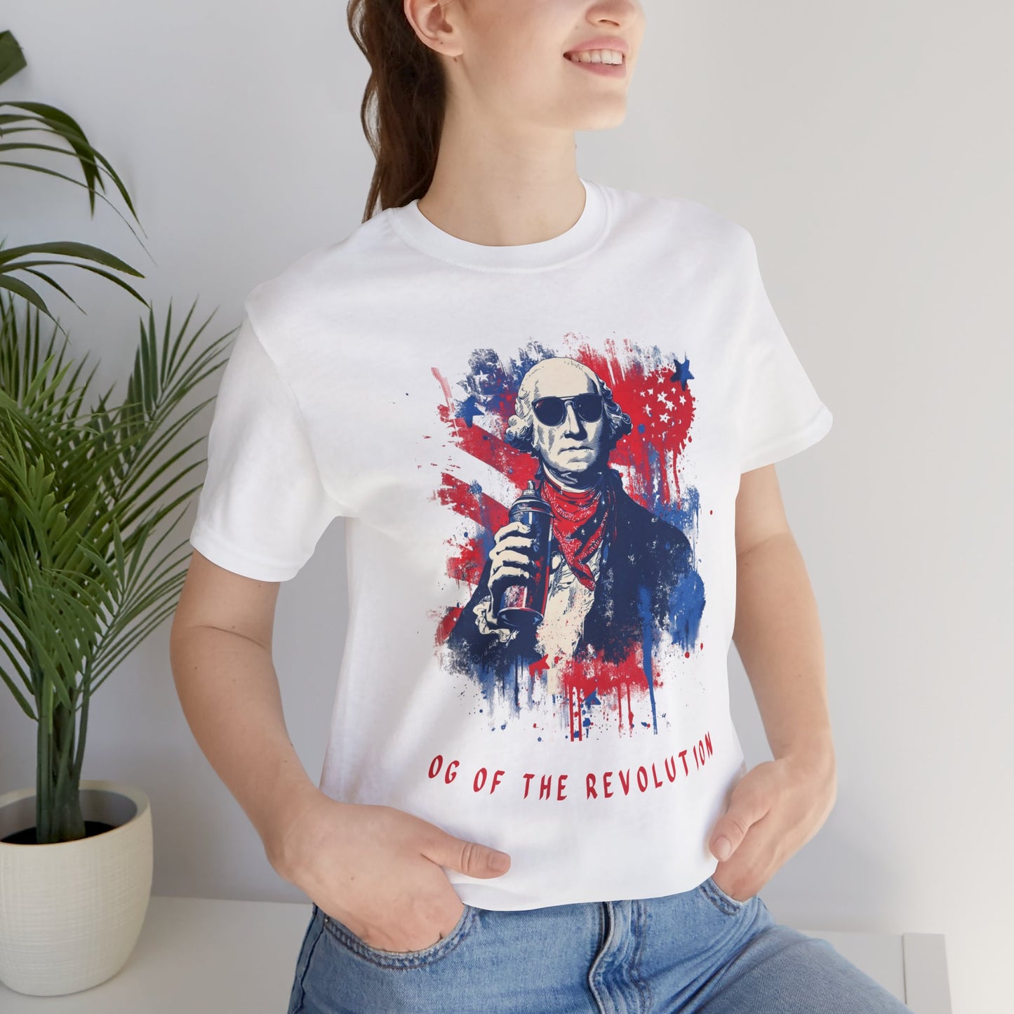 Patriotic Tee with George Washington, OG of the Revolution, Graffiti style design