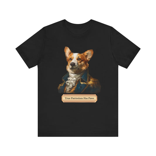 Corgi dressed as George Washington patriotic T-shirt, Gift for Dog Lovers, Unisex Casual Wear, Birthday Gift, Patriotic Pet Lovers Tee