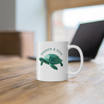 Smooth & Slow Turtle Mug | Cute Animal Coffee Cup | Perfect Gift for Nature Lovers | Green Turtle Lover's Mug | Birthday & Holiday Gift