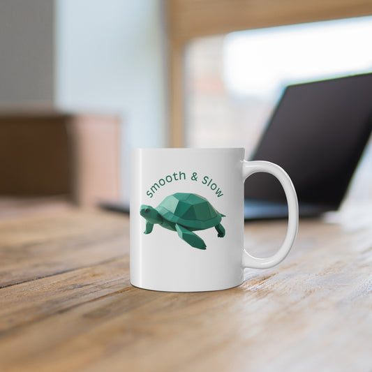 Smooth & Slow Turtle Mug | Cute Animal Coffee Cup | Perfect Gift for Nature Lovers | Green Turtle Lover's Mug | Birthday & Holiday Gift