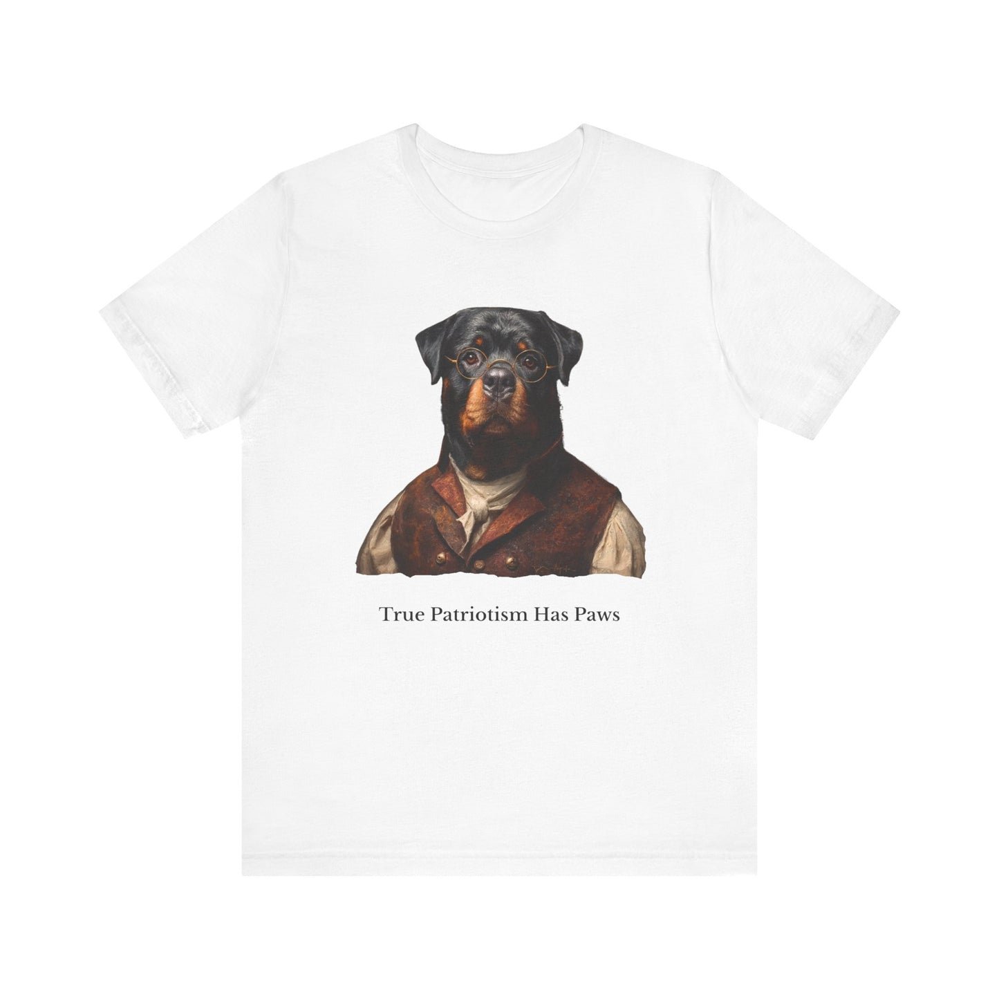 Rottweiler dressed as Benjamin Franklin,Patriotic Dog Lover Tee, Unisex Graphic T-Shirt, Casual Wear, Gift for Dog Owners, Fun Animal Apparel, Summer Fashion