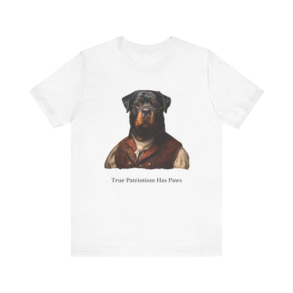 Rottweiler dressed as Benjamin Franklin,Patriotic Dog Lover Tee, Unisex Graphic T-Shirt, Casual Wear, Gift for Dog Owners, Fun Animal Apparel, Summer Fashion