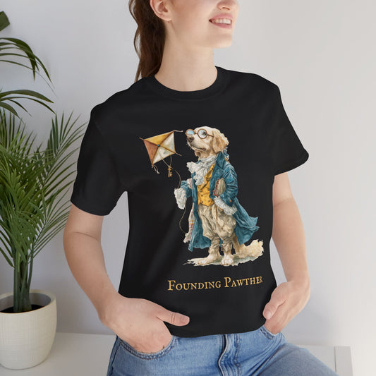 Golden Retriever dog dressed as Benjamin Franklin Graphic Tee, Unisex Humor Shirt, Pet Lover Gift, Animal Themed Apparel, Unique Dog Lover Tee