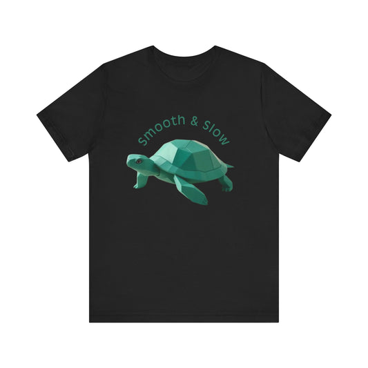 Green Turtle Geometric Unisex Tee, Smooth & Slow Animal Tee, Nature Lover Shirt, Graphic Tee, Turtle Lover Gift