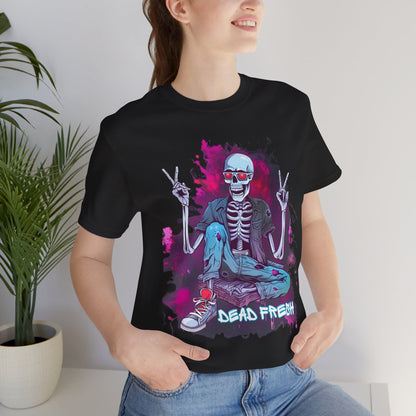 Skeleton Streetwear Tee Halloween Graffiti Skeleton Style Dead Fresh Halloween Celebration Costume Gift for Her Costume Gift for him