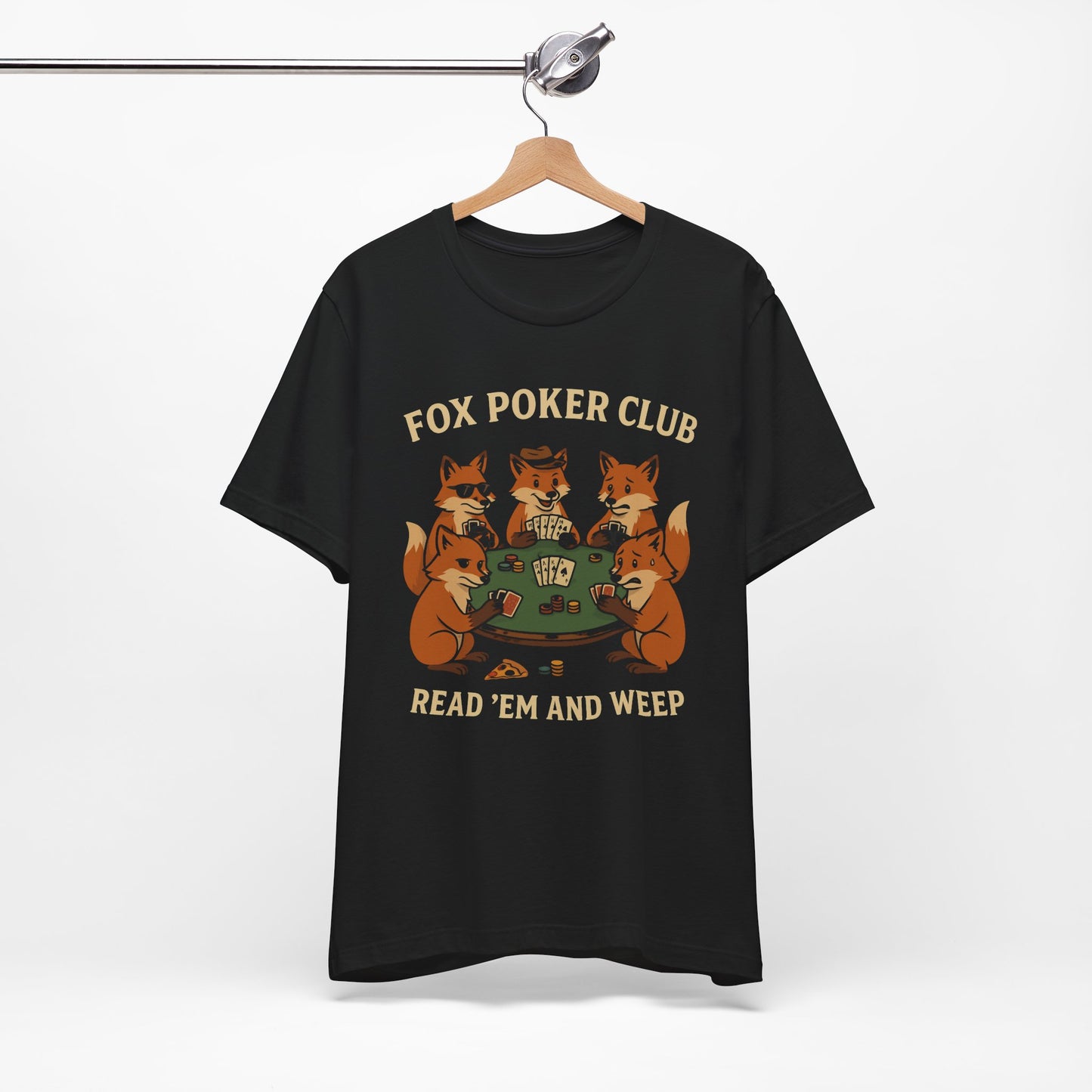 Fox Poker Club Tee - Fun Unisex Short Sleeve T-Shirt for Poker Lovers, Gaming Apparel, Animal Themed T-Shirt, Unisex Casual Wear