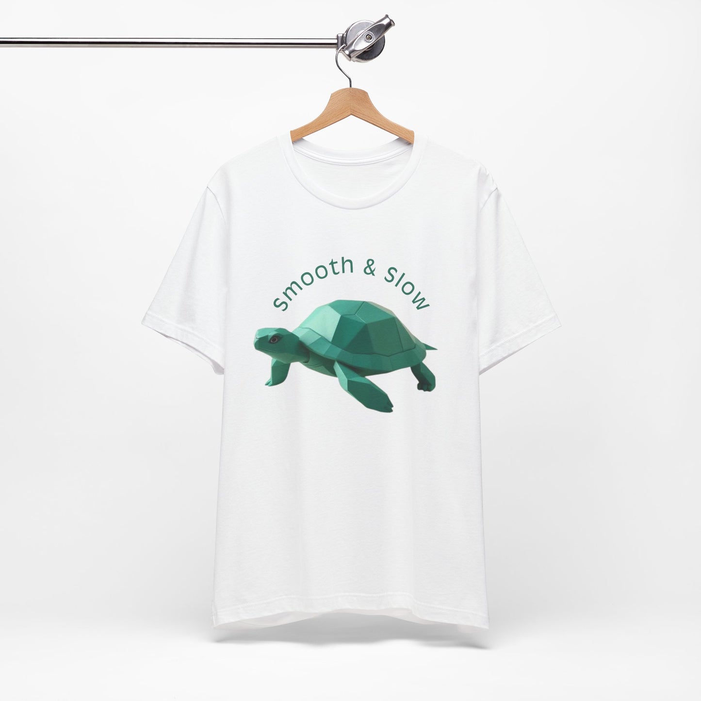 Green Turtle Geometric Unisex Tee, Smooth & Slow Animal Tee, Nature Lover Shirt, Graphic Tee, Turtle Lover Gift