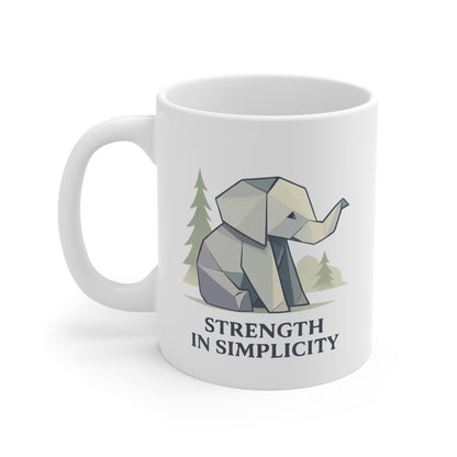 Mug - Geometric Elephant with Strength in Simplicity